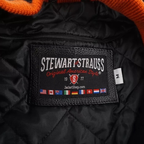 STEWART & STRAUSS • Varsity Letterman Baseball Bomber Jacket Wool Coat - Picture 4 of 4